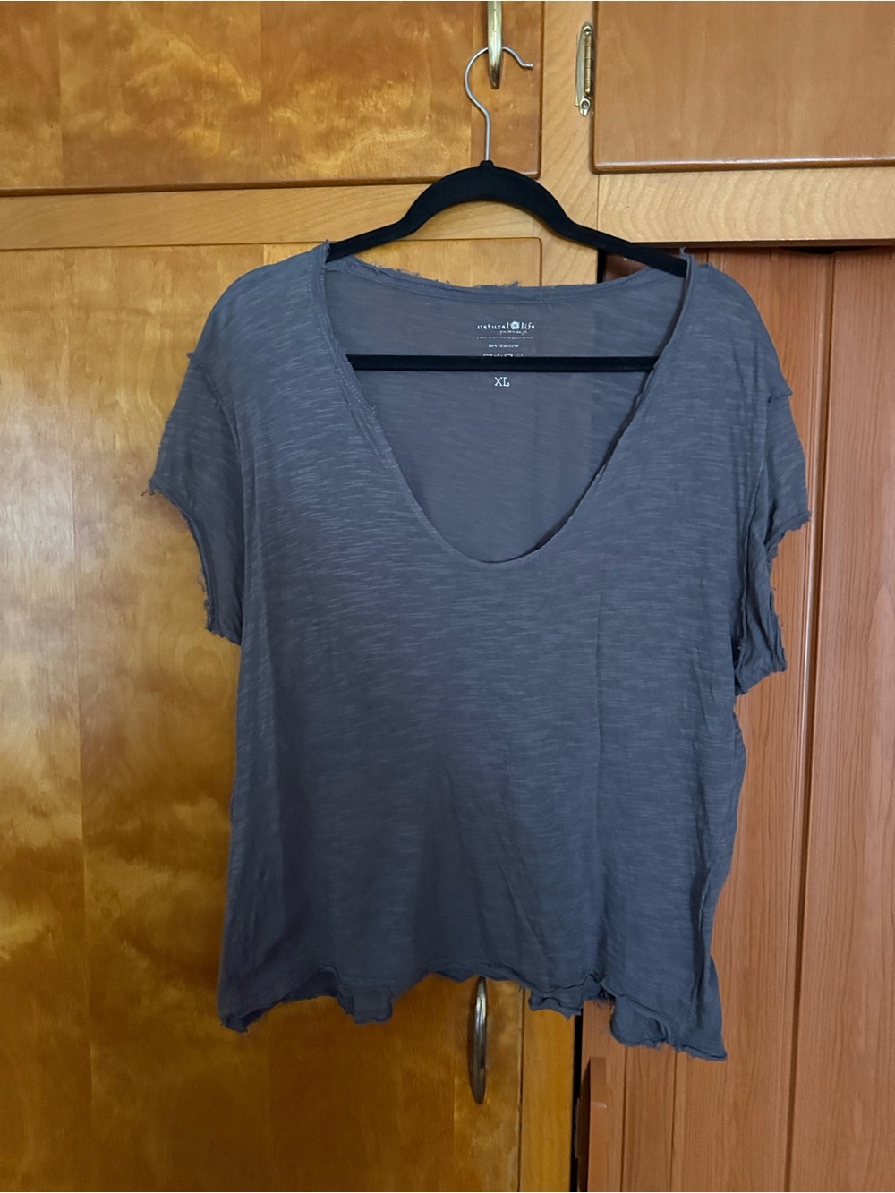 Natural Life Washed Gray Scoop Neck Tee - XL